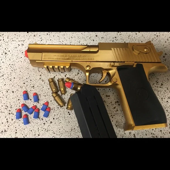 Toy Gun 🎯🔫Soft Bullets Shell With Magazine  GOLD Desert Eagle 50cal - Picture 11 of 11